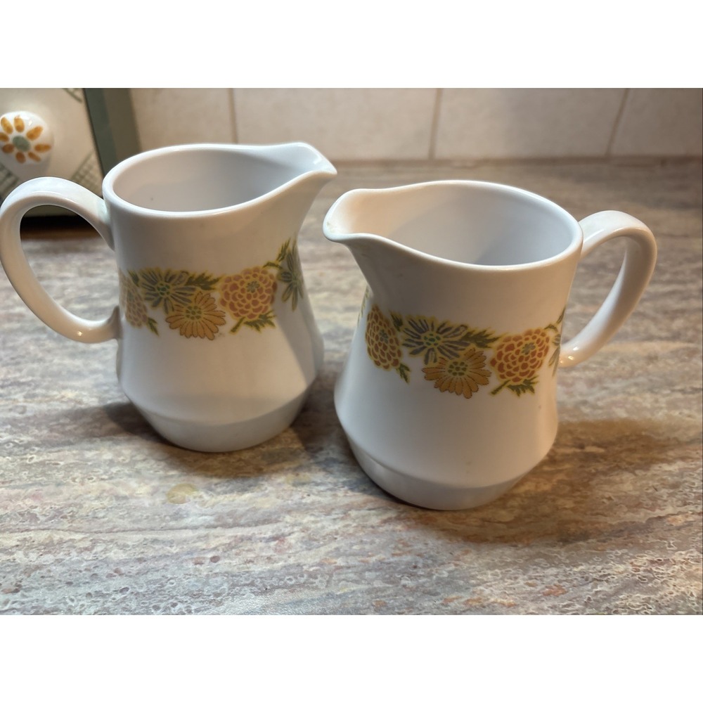 2 Vintage Noritake Progression Sunny Side 4" Creamer Pitcher Made in JAPAN
